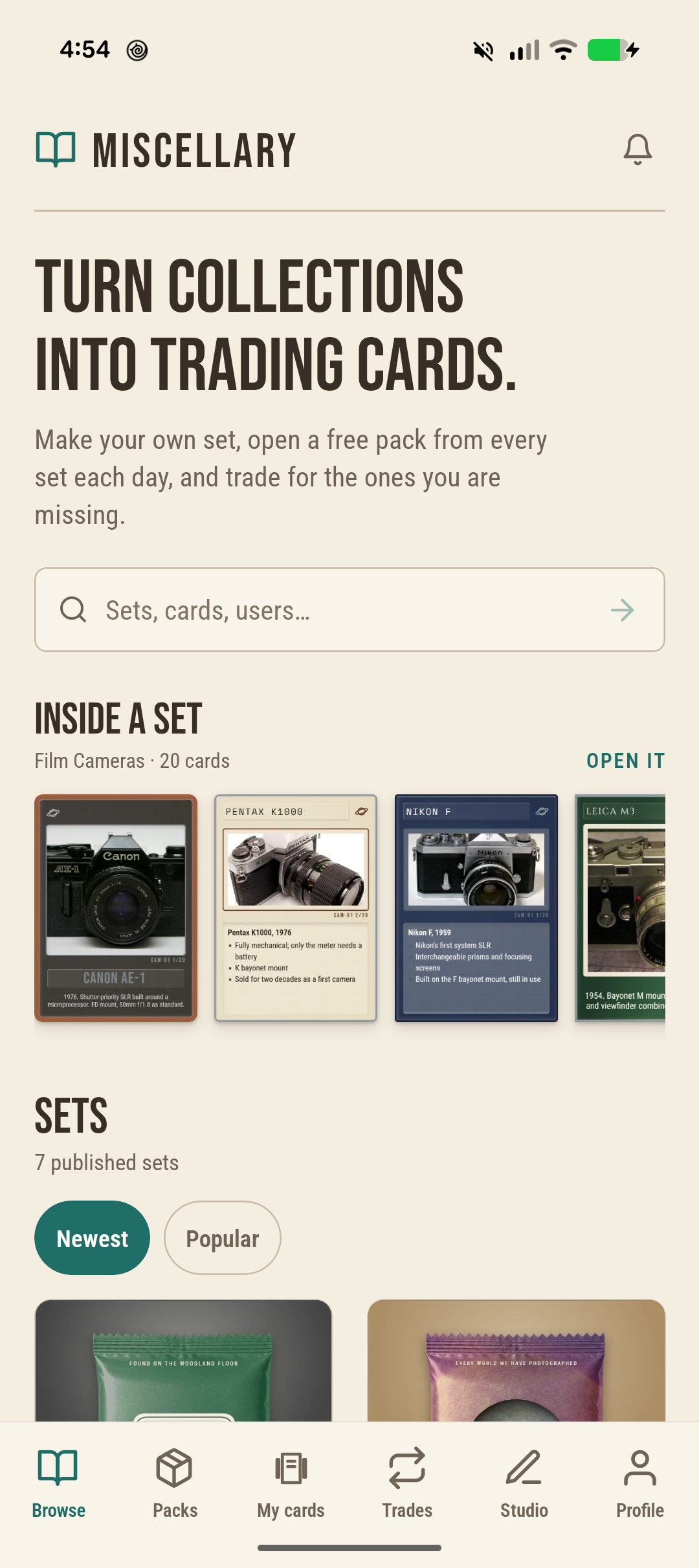 Miscellary mobile Browse screen